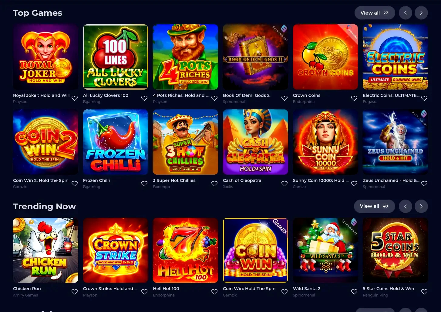 Interfaccia di accesso Allinbet con giochi slot e live casino