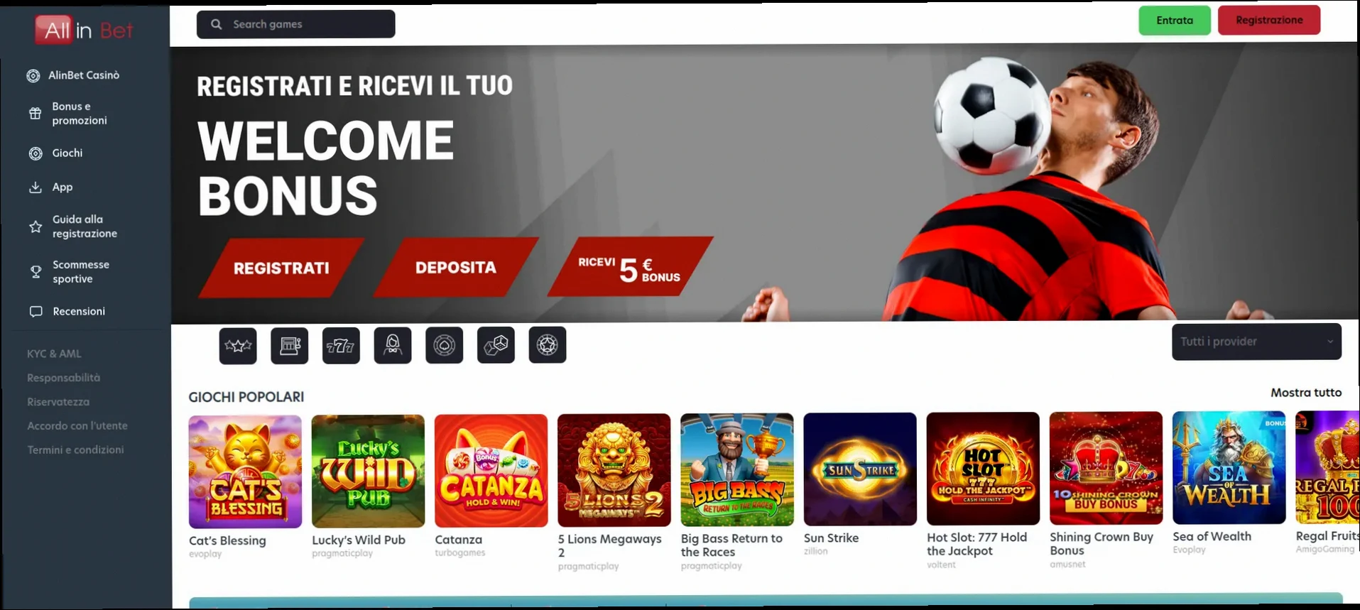 Allinbet Casino Del 100% fino a 2.500 €